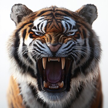 老虎吼叫白色背景2
