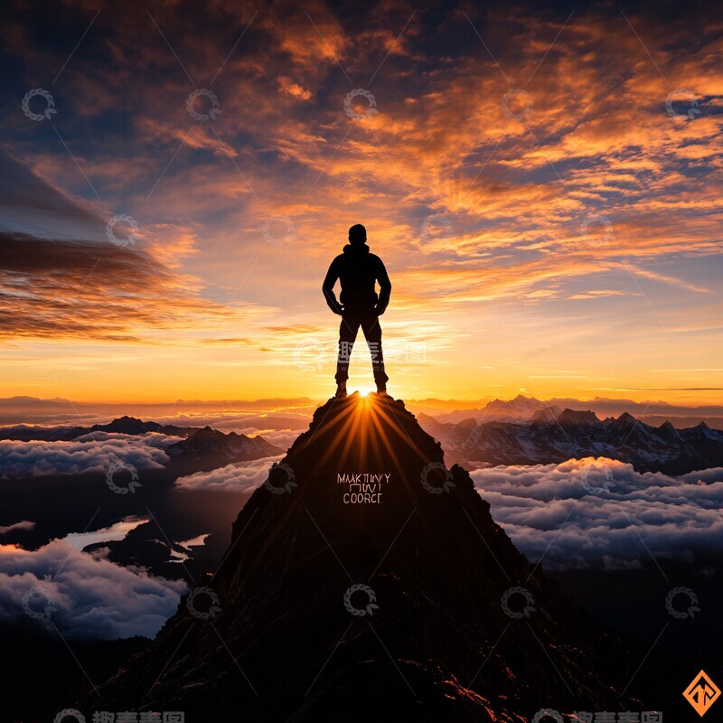 高清大图下载【趣麦麦图】晨曦山巅独行者2