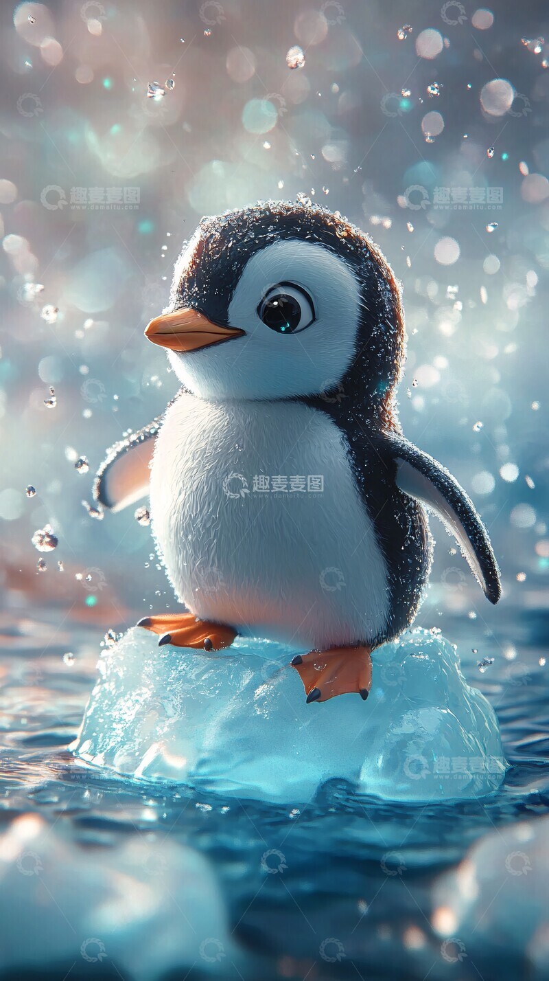 高清大图下载【趣麦麦图】小企鹅冰块海2