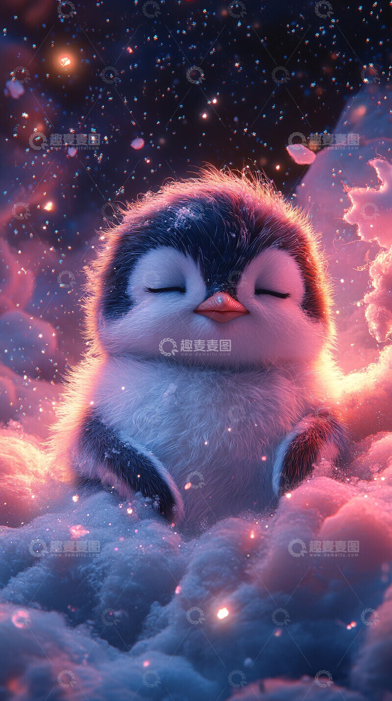 高清大图下载【趣麦麦图】小企鹅云上梦