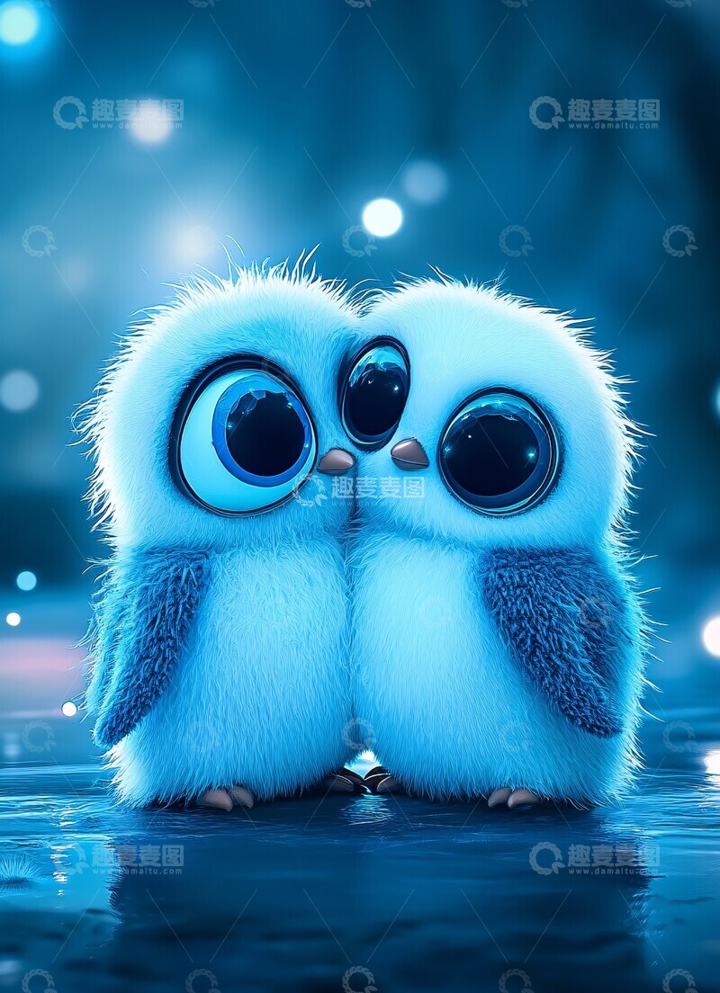 高清大图下载【趣麦麦图】两只企鹅拥抱希望