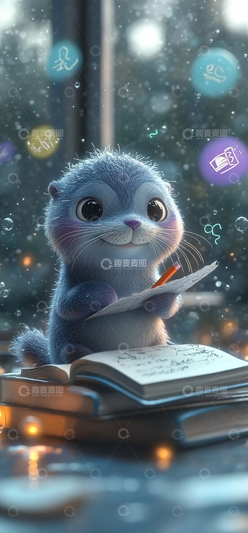 高清大图下载【趣麦麦图】紫色小海豹学习记2