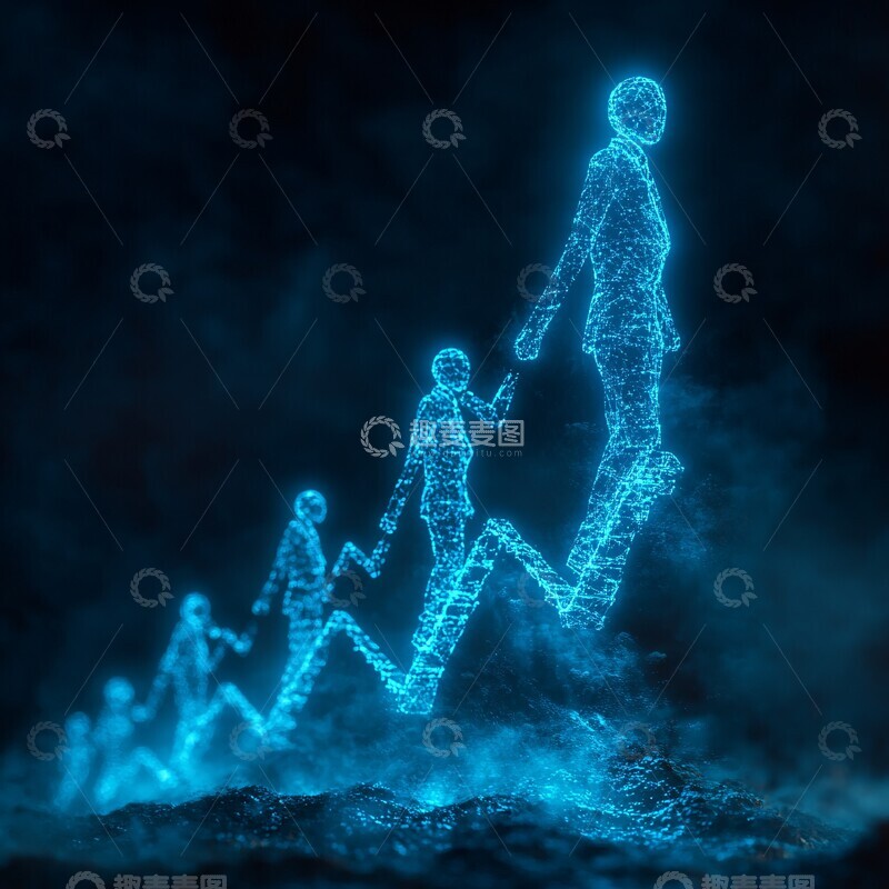 高清大图下载【趣麦麦图】员工绩效上升线图