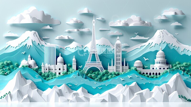 高清大图下载【趣麦麦图】剪纸旅行印记