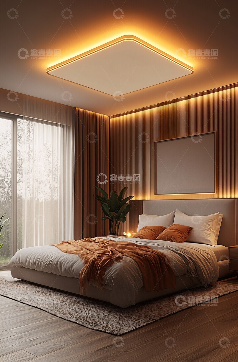 高清大图下载【趣麦麦图】方形平顶卧室灯2