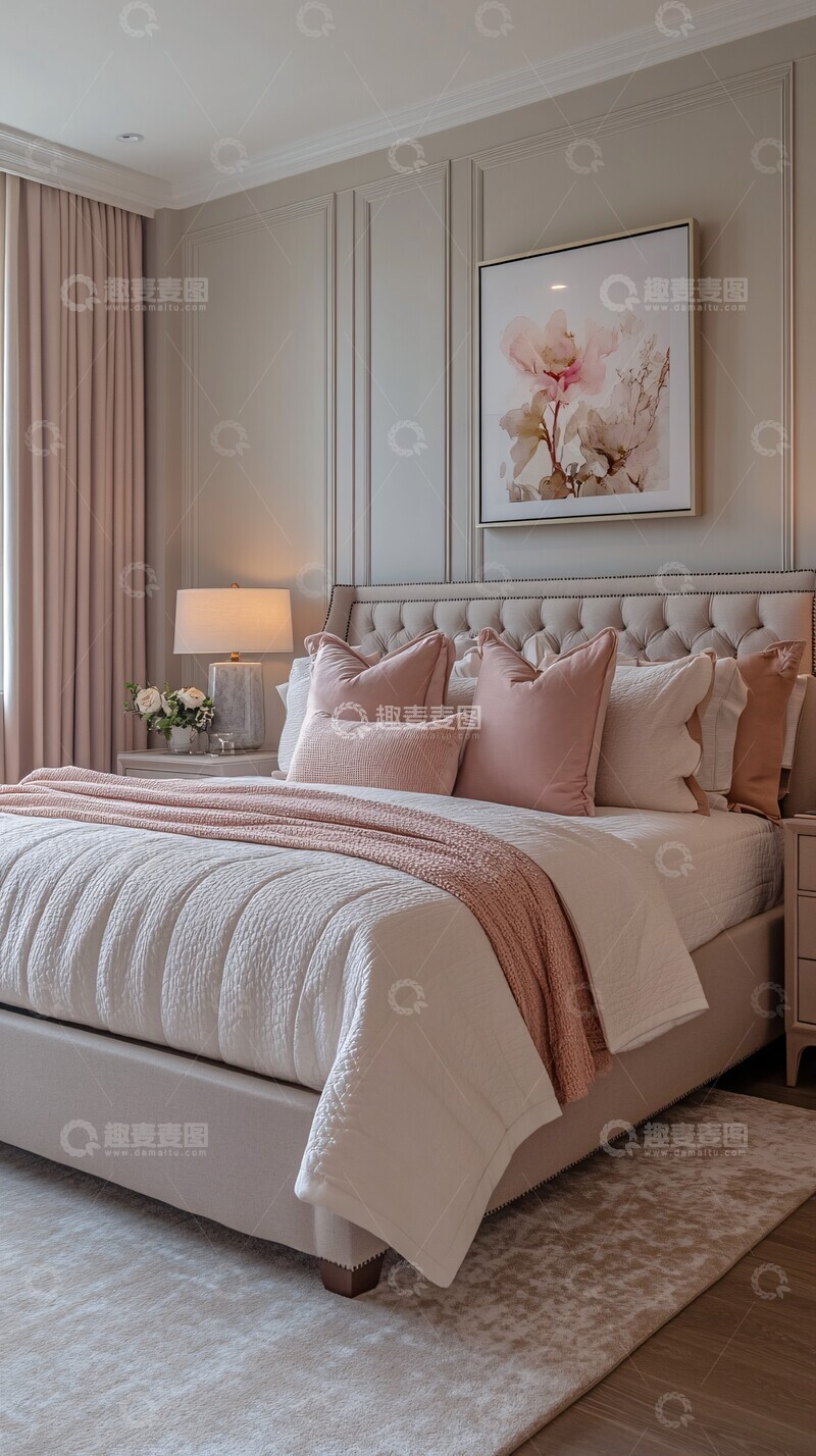 高清大图下载【趣麦麦图】灰墙粉饰卧室3