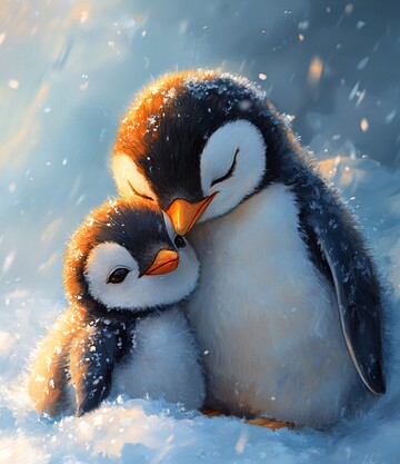 企鹅与宝宝企鹅宝宝雪地