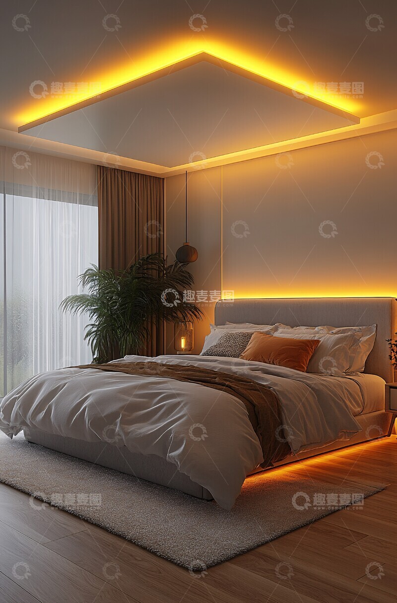高清大图下载【趣麦麦图】方形平顶卧室灯3