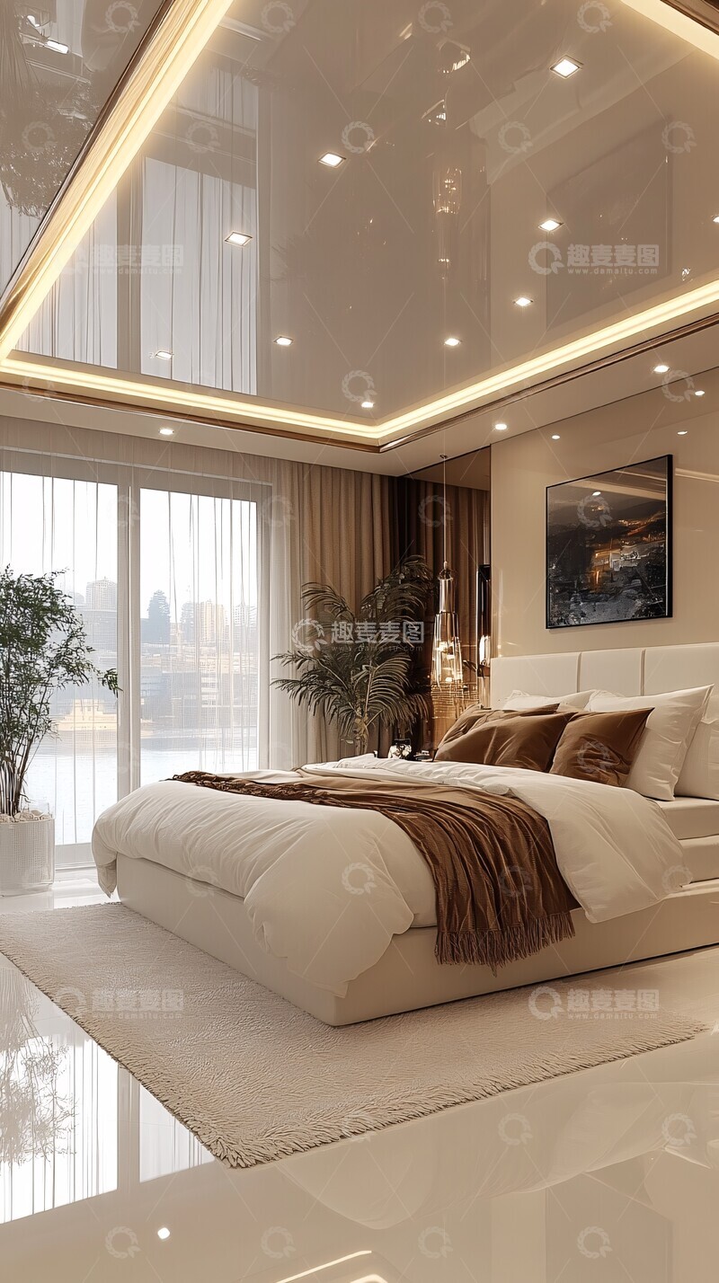高清大图下载【趣麦麦图】现代卧室天花板2