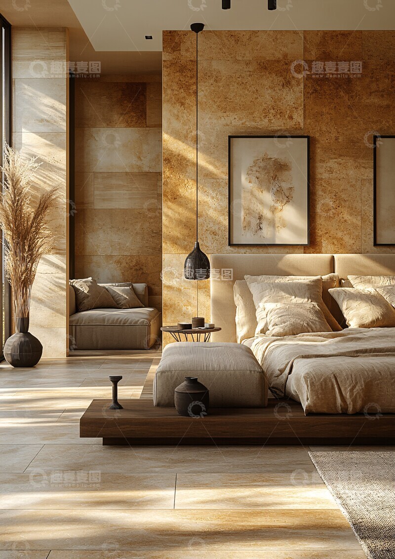 高清大图下载【趣麦麦图】木纹墙面灰色地板