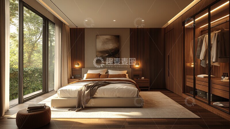 高清大图下载【趣麦麦图】咖啡色卧室简约设计