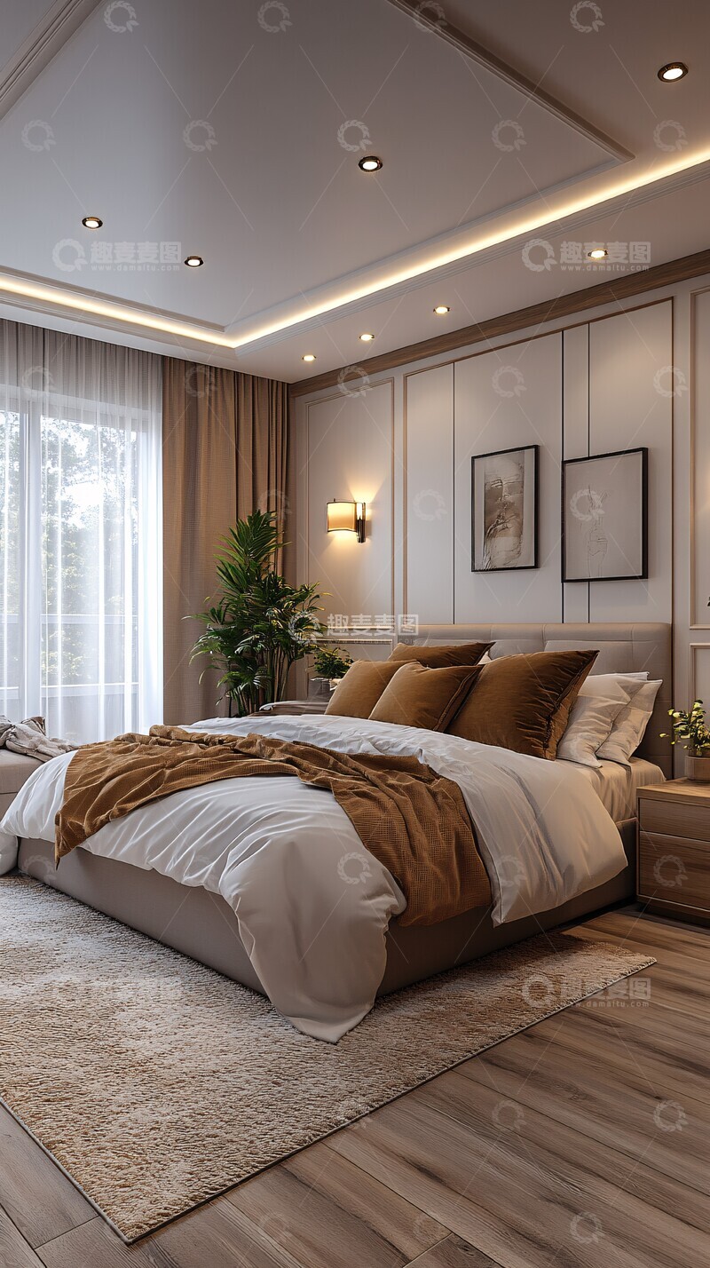 高清大图下载【趣麦麦图】现代卧室天花板