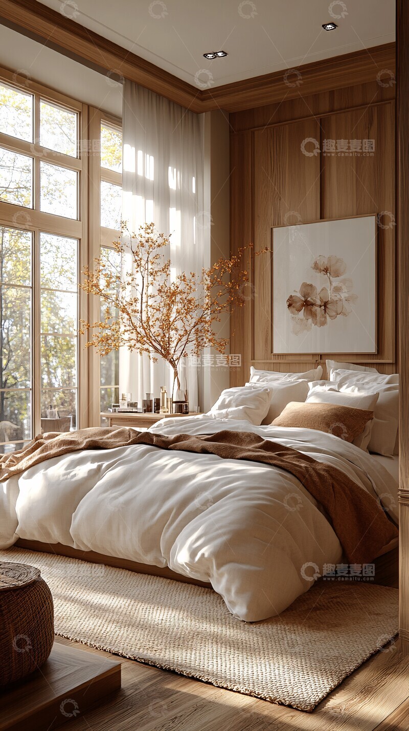 高级色木地板床