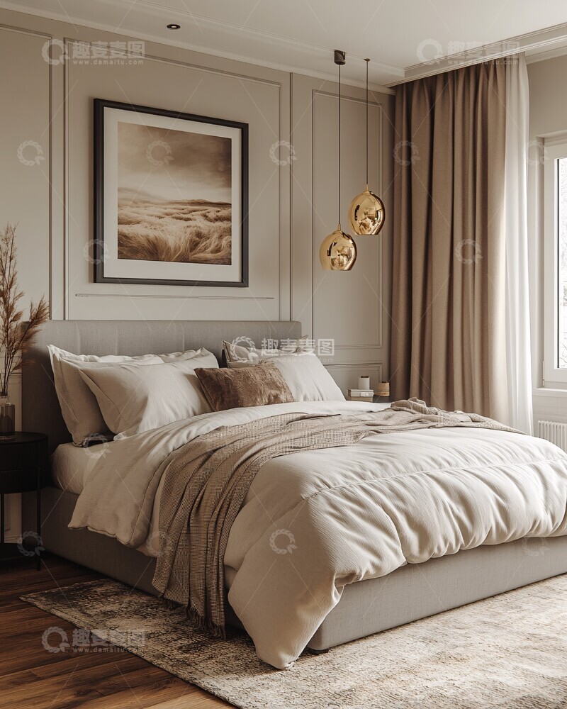 高清大图下载【趣麦麦图】灰色卧室简约设计2
