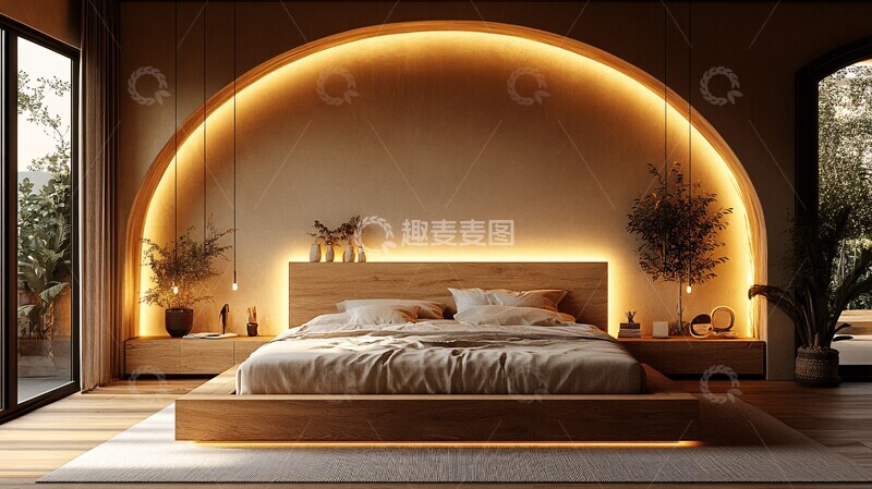 高清大图下载【趣麦麦图】木床软光拱形头1