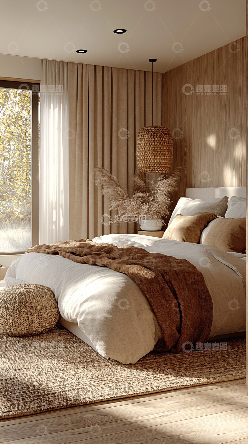 高清大图下载【趣麦麦图】高级色木地板床3