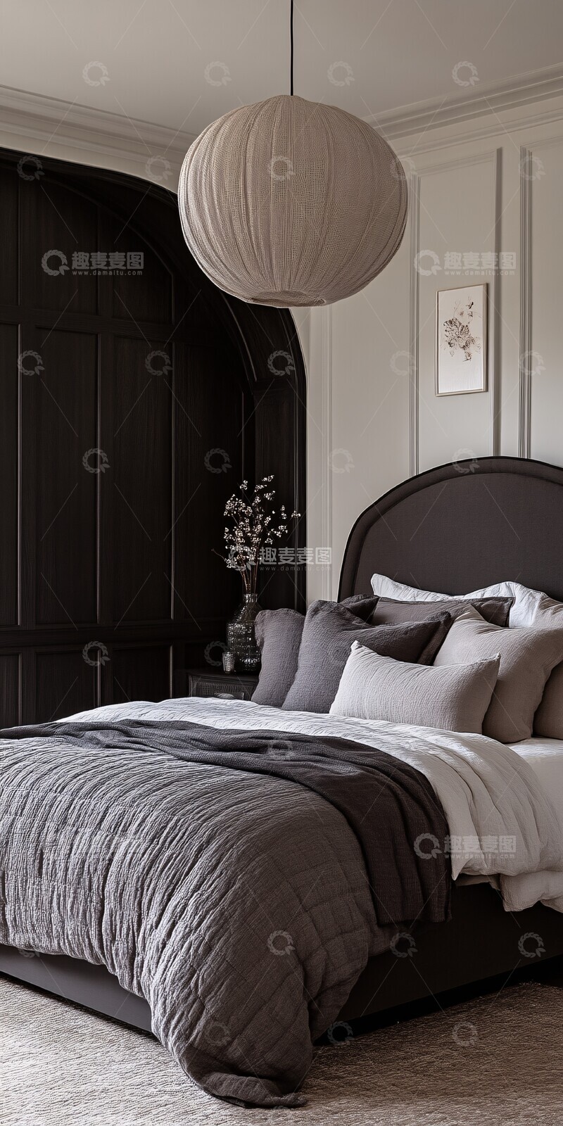 高清大图下载【趣麦麦图】黑白对称卧室设计2