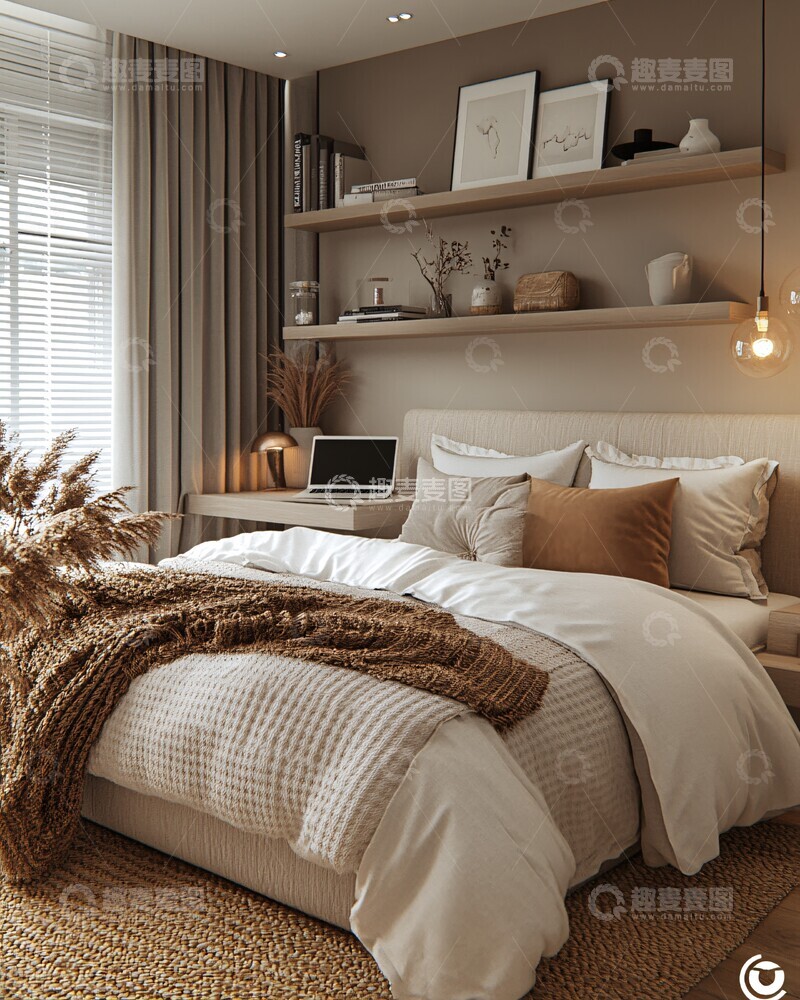 高清大图下载【趣麦麦图】灰色简约卧室设计2