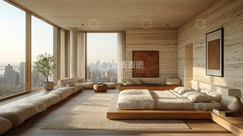 高清大图下载【趣麦麦图】木石自然光卧室