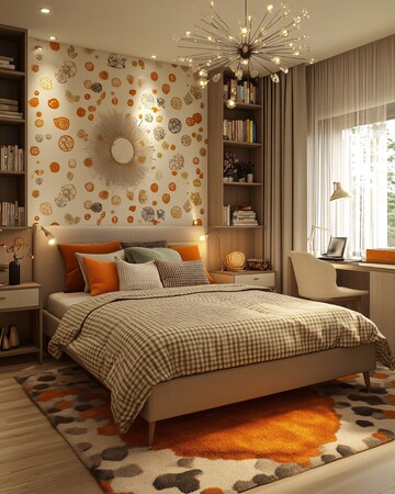 儿童房床桌墙面装饰1