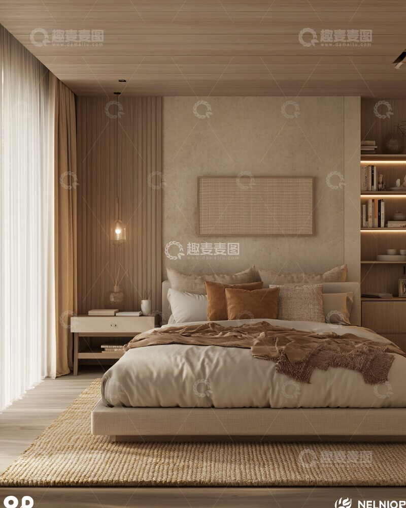 高清大图下载【趣麦麦图】儿童房床桌墙面装饰