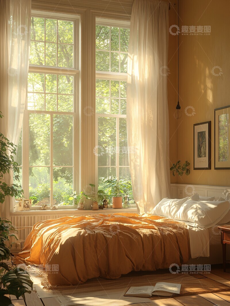 高清大图下载【趣麦麦图】床与床头柜场景3