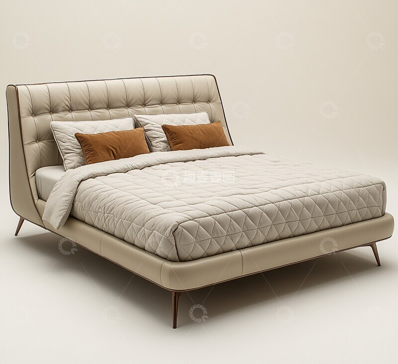 高清大图下载【趣麦麦图】简约灰色皮床设计2