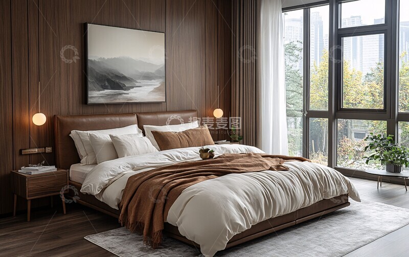 高清大图下载【趣麦麦图】深咖皮床产品摄影1
