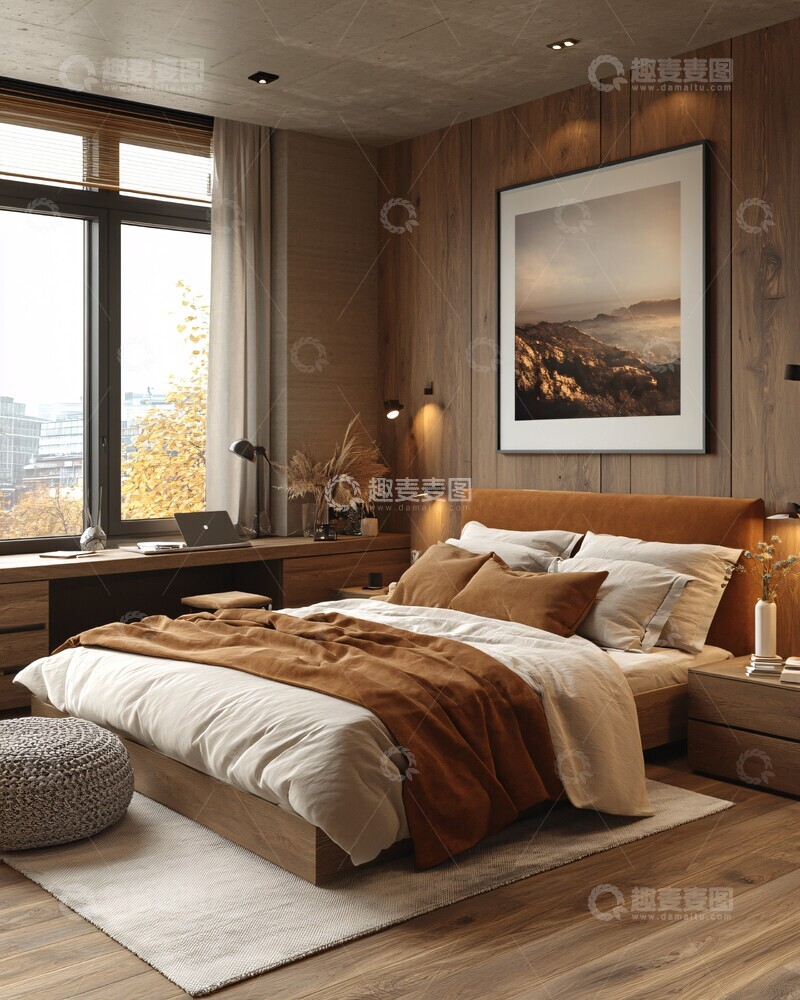 高清大图下载【趣麦麦图】工作桌与床头镜