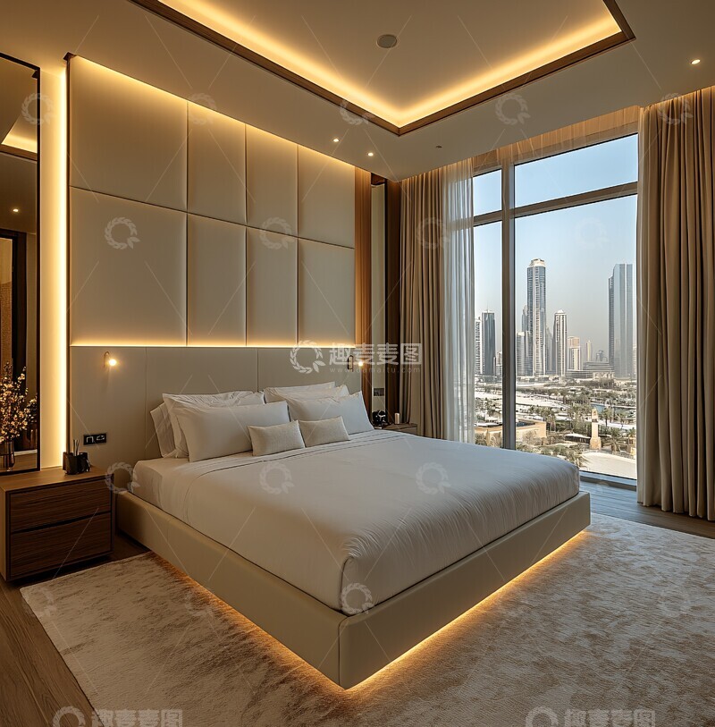 高清大图下载【趣麦麦图】白色墙面简约卧室2