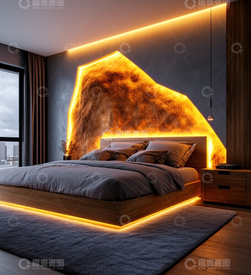 高清大图下载【趣麦麦图】灰色卧室设计1