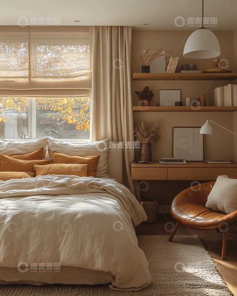 高清大图下载【趣麦麦图】浅色墙面木地板卧室3