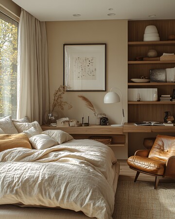 浅色墙面木地板卧室2