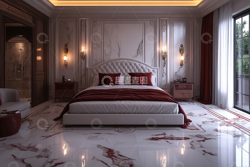 高清大图下载【趣麦麦图】白色大理石卧室1