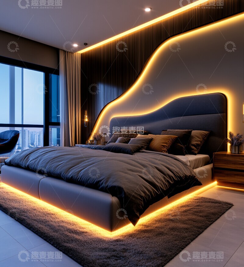 高清大图下载【趣麦麦图】灰色卧室设计3