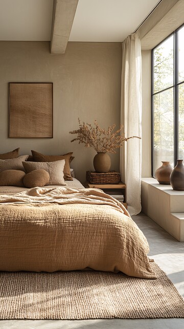 棕色平面床图案3