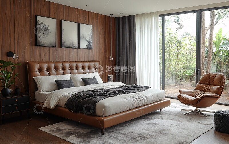 高清大图下载【趣麦麦图】深咖皮床产品摄影2