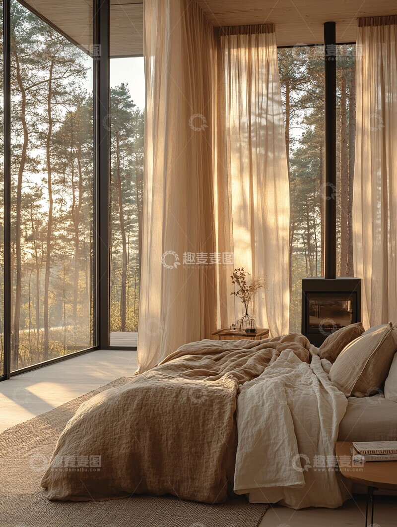 高清大图下载【趣麦麦图】简约卧室全景窗户