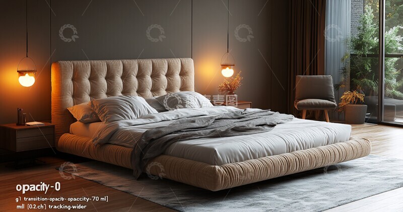 高清大图下载【趣麦麦图】现代床铺设计图