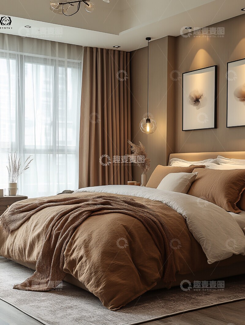 高清大图下载【趣麦麦图】现代简约卧室灯光