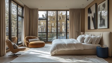 白墙木地窗边床2