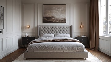 灰床白墙木地板3