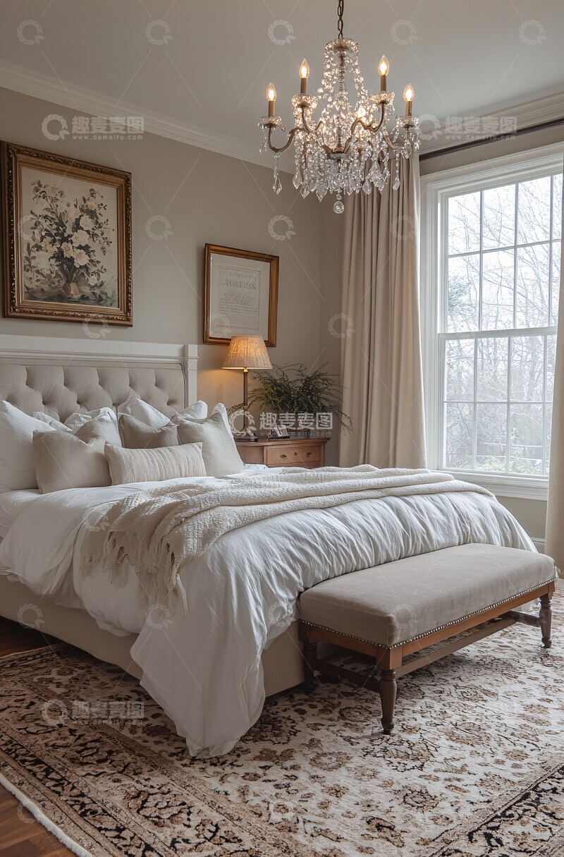 高清大图下载【趣麦麦图】主卧水晶灯火炉1