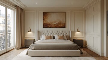 灰床白墙木地板2