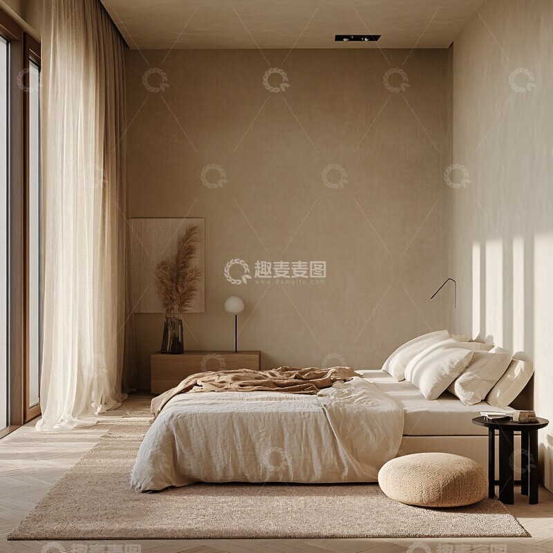 高清大图下载【趣麦麦图】米色卧室简约设计2