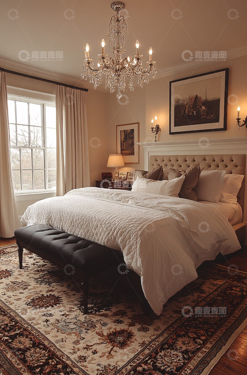 高清大图下载【趣麦麦图】主卧水晶灯火炉2