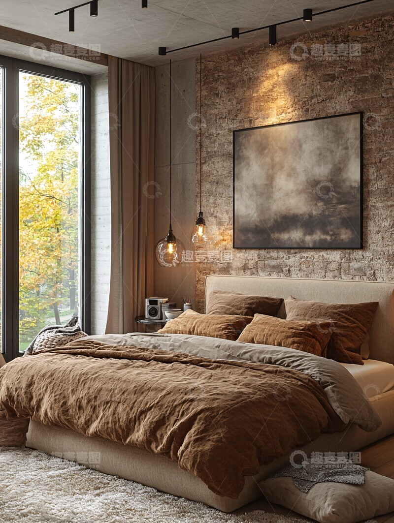 高清大图下载【趣麦麦图】现代简约卧室灯光1