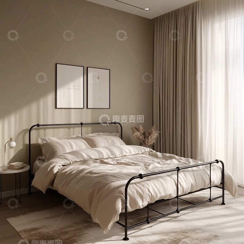 高清大图下载【趣麦麦图】米色卧室简约设计