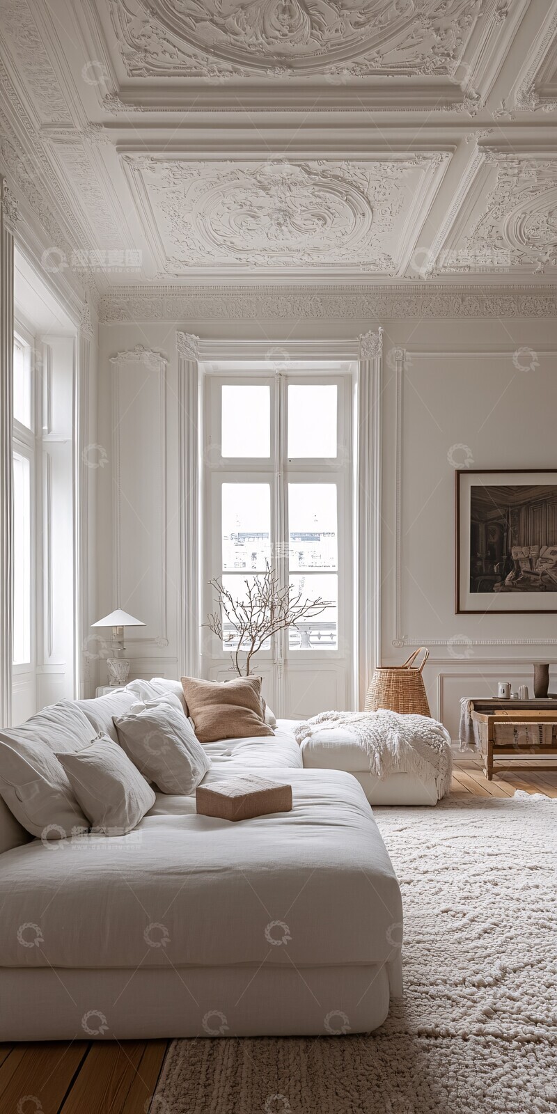 高清大图下载【趣麦麦图】白色客厅室内灯光1