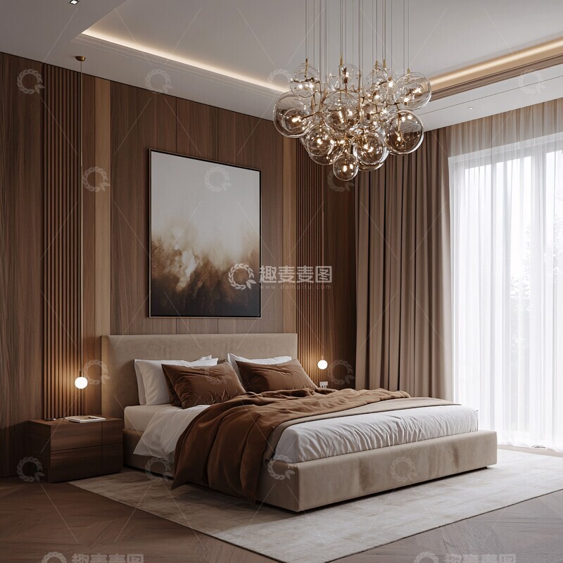 高清大图下载【趣麦麦图】樱桃木墙镜面卧室3